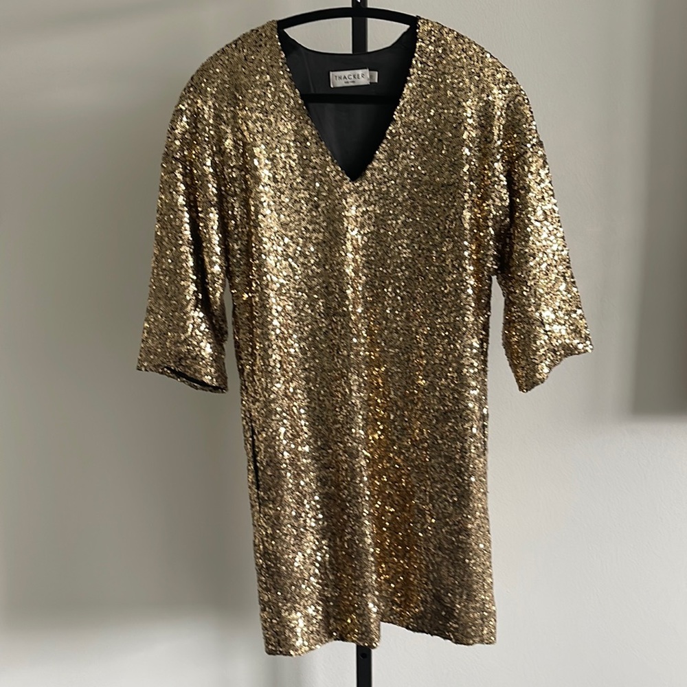 Thacker New York Gold Sequin Dress XS S